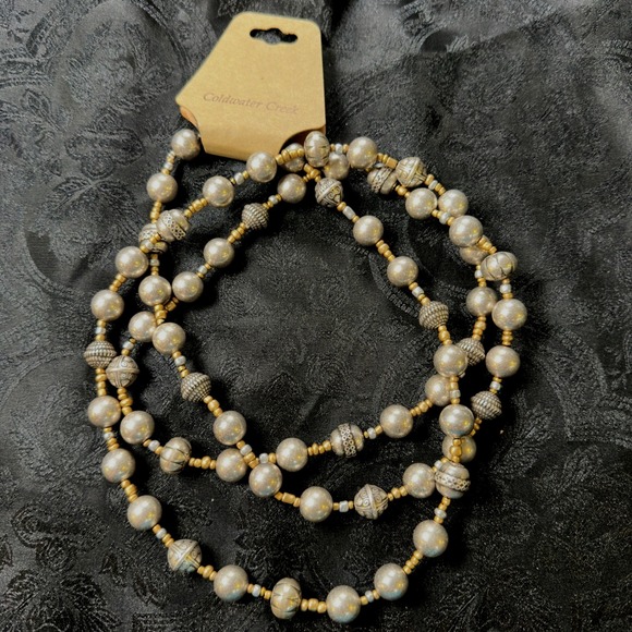 Coldwater Creek Jewelry - Coldwater Creek Endless Treasure Necklace Faux Pearl Silver Long Strand‎ NWT